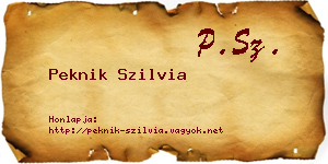 Peknik Szilvia névjegykártya